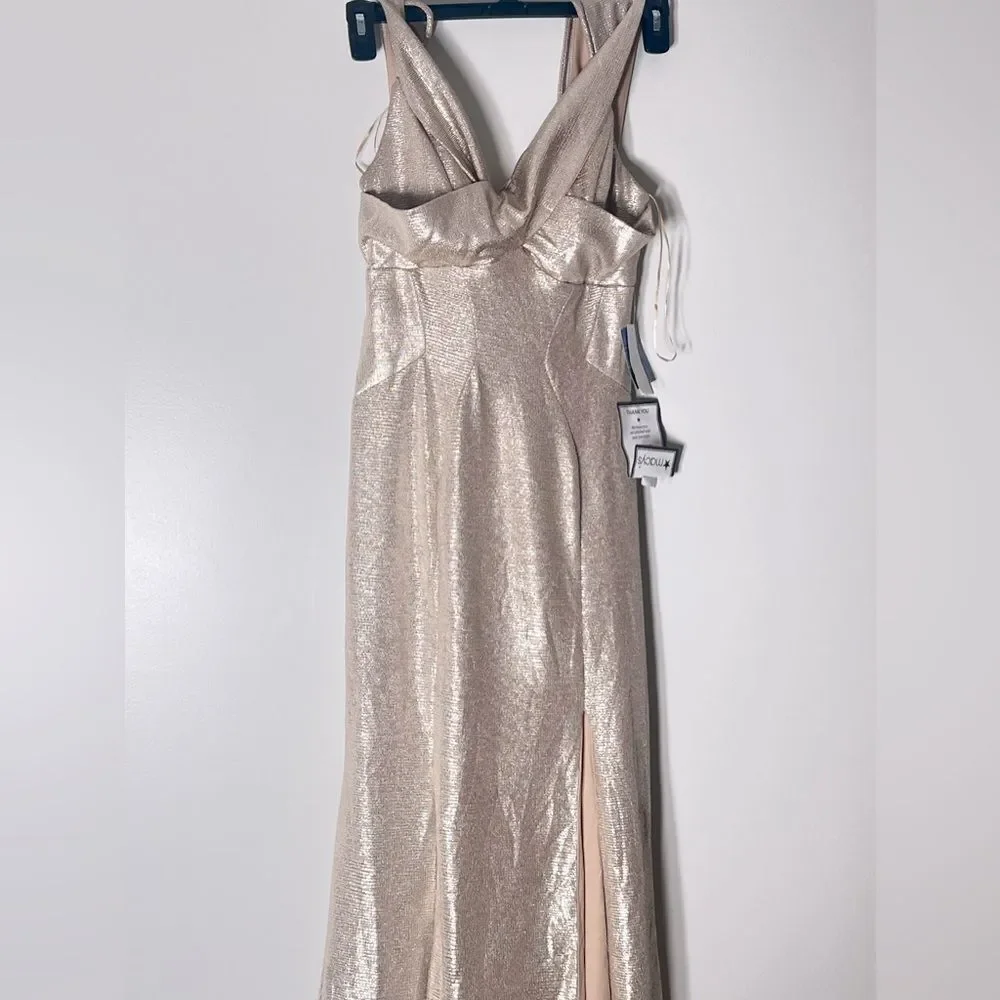 Nightway Cold-Shoulder Foil Gown -
Champagne/Gold new size 8 women’s dress - Picture 9 of 14